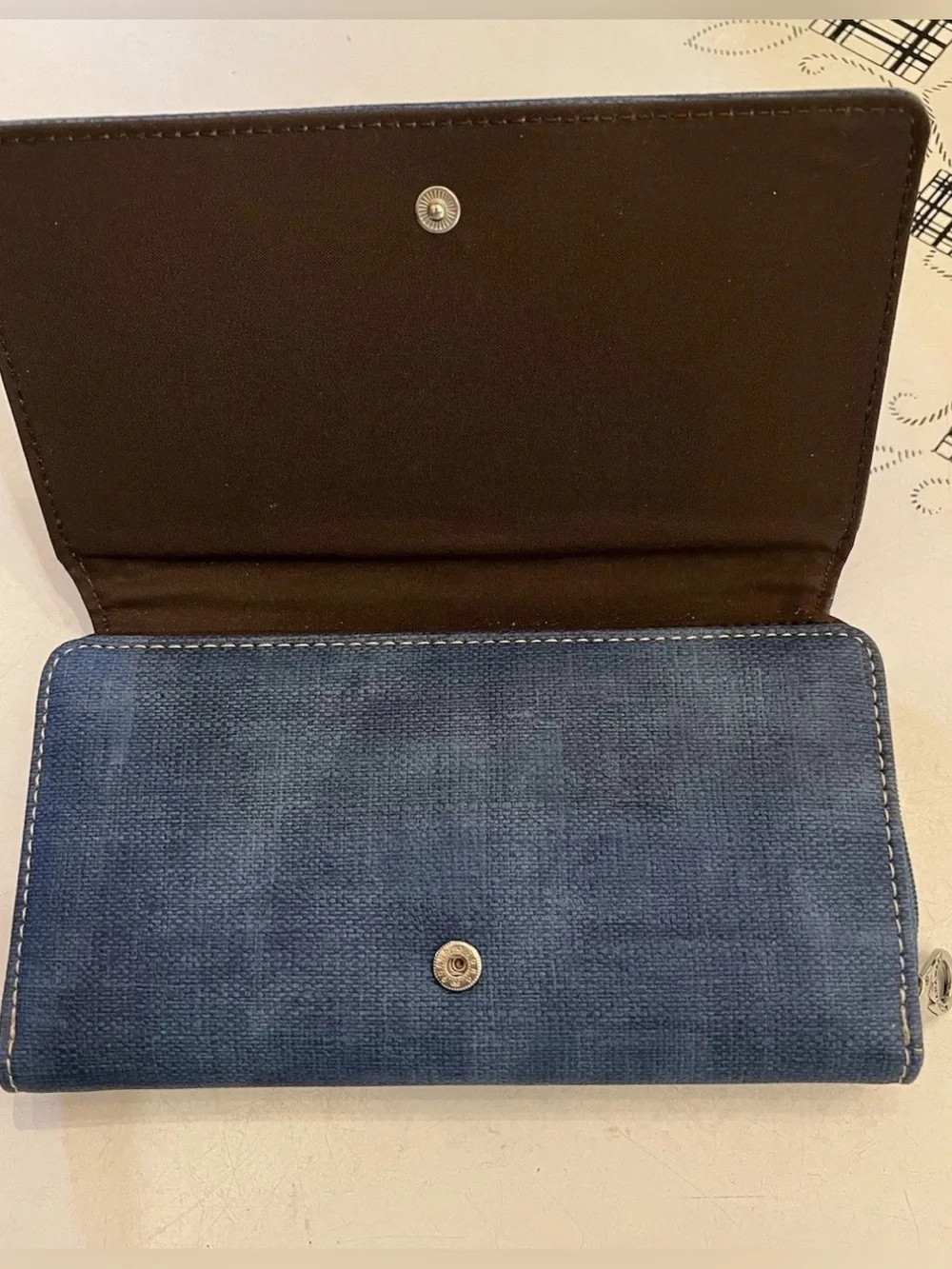 Montana West Blue Wallet Women's, with studs and embroidery, never used.